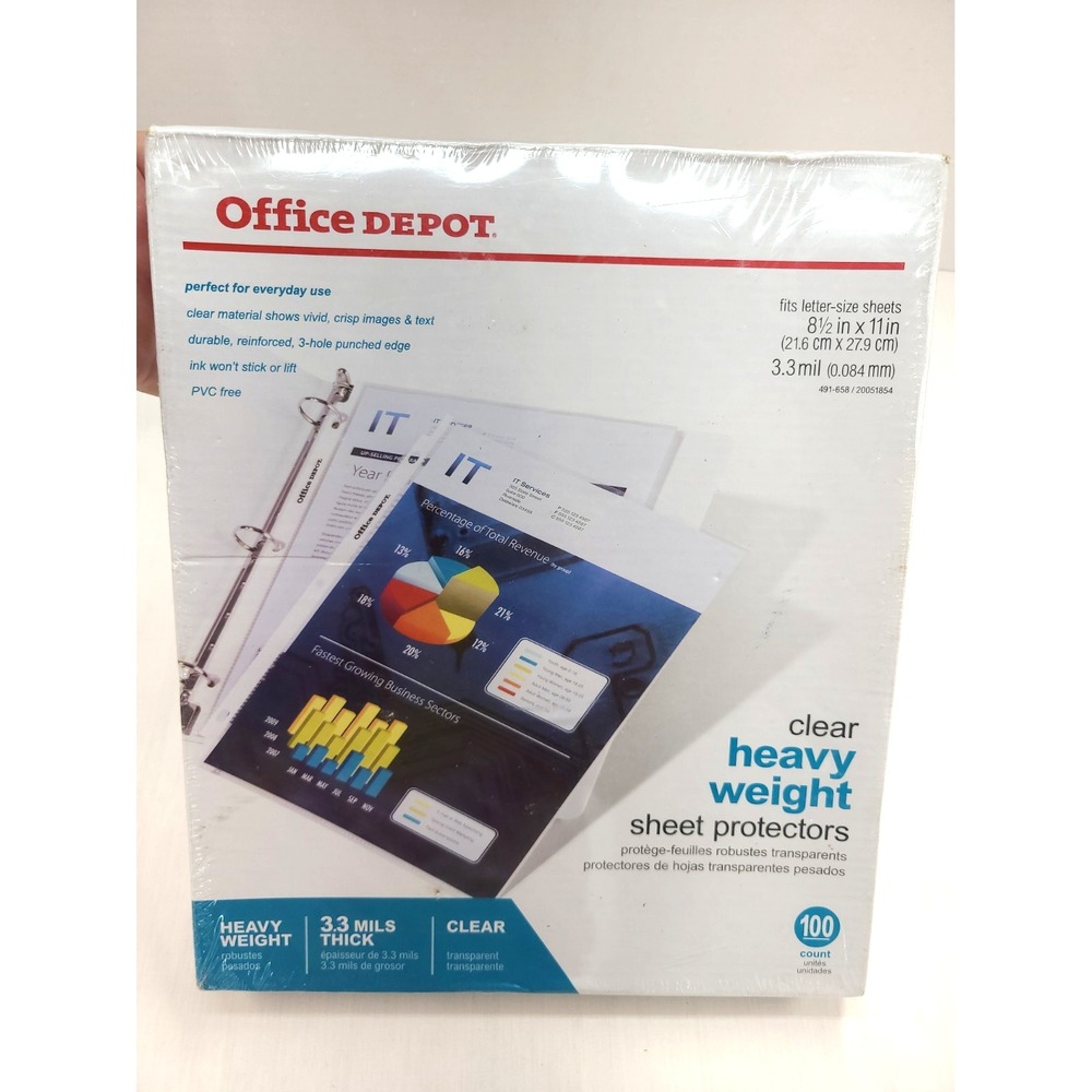 Office Depot Clear Heavy Weight Sheet Protectors 100 count 8 1/2" X 11"